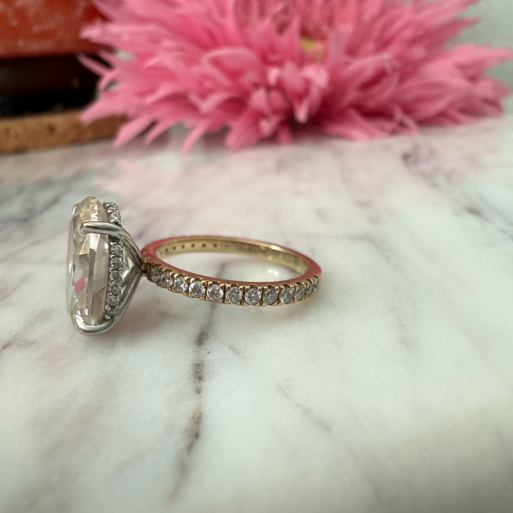 **SOLD**14k oval moissanite ring with halo ring set - Picture 6 of 6